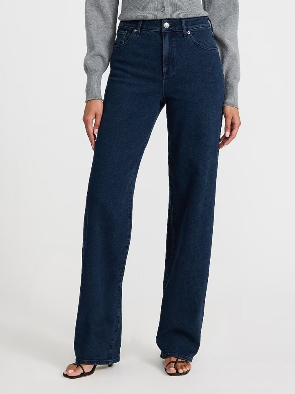 Express High Waisted Dark Wash Relaxed Straight Jeans